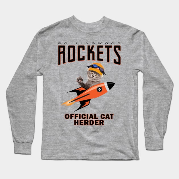 Rockets Swim Team Cat Herder Long Sleeve T-Shirt by robotface